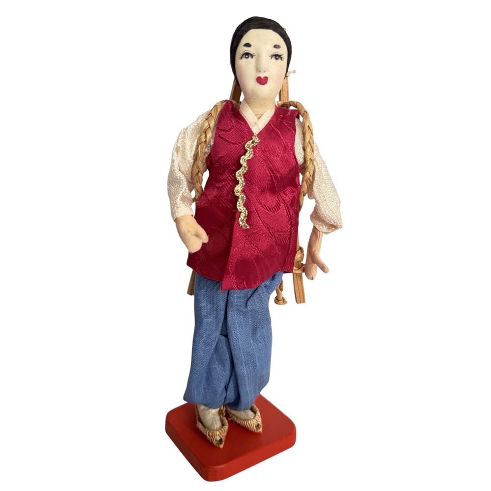 Vtg Korean Doll Asian Boy International on Stand